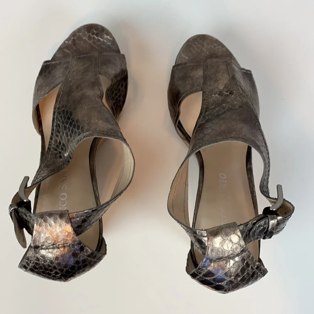 Franco Sarto Supra Snake Print Bronze Wedges Size 8.5